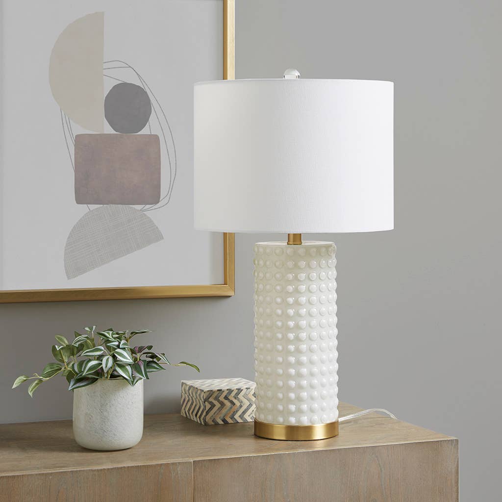 Gold White Glass Textured Dot Table Lamp Desk Lamp
