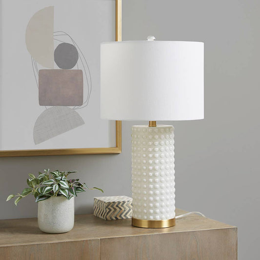 Gold White Glass Textured Dot Table Lamp Desk Lamp