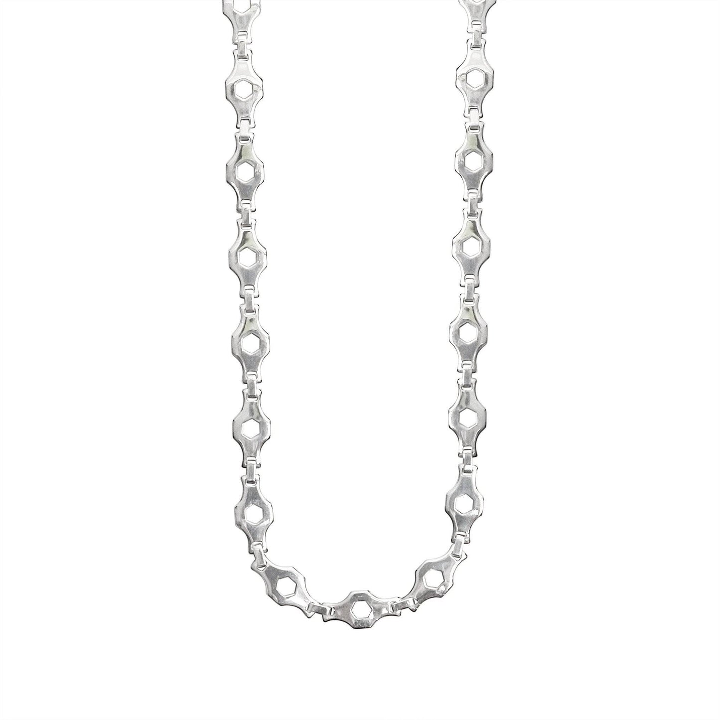 Stainless Steel Hexagon Fancy Chain Necklace
