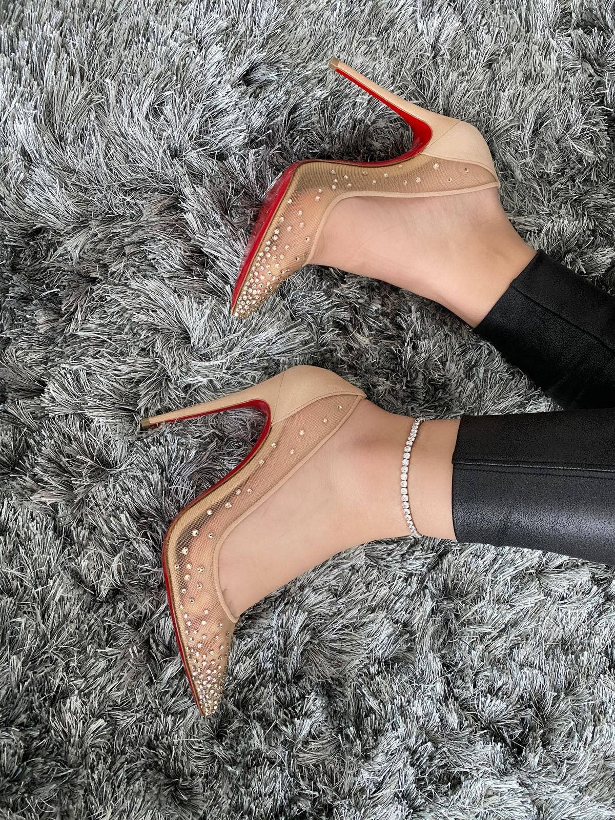 Silver Crystal Adjustable Anklet