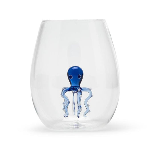 Two's Company Octopus Stemless Wine Glass