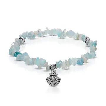My Fun Colors Ankle Bracelet - Angelite Rock Chip - Shell Charm