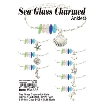 Puka Creations Sea Glass Charmed Anklets
