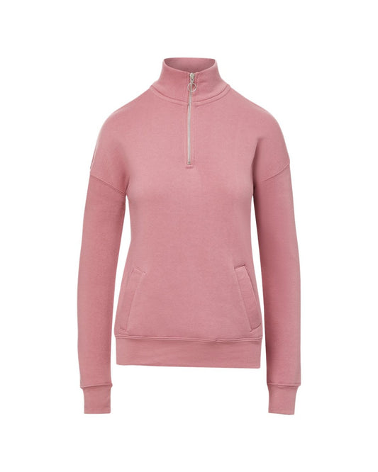 Womens Pink Quarter Zip Sweatshirt